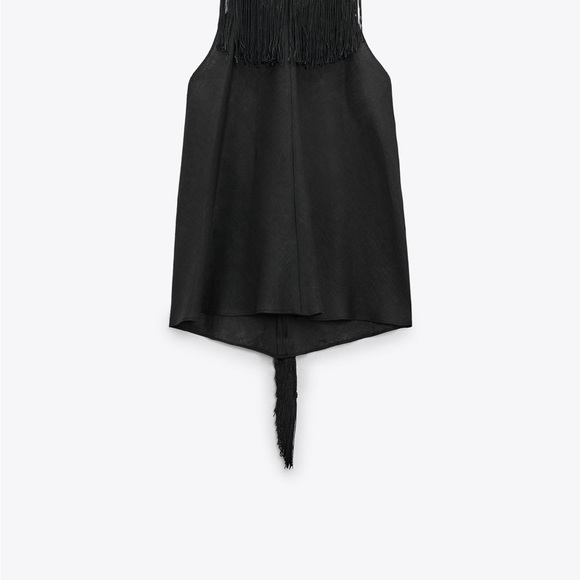Zara Black LINEN FRINGE HALTER TOP
NWT Size Medium - Picture 8 of 8